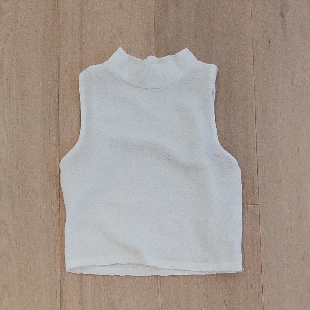 Zara Cream Sleeveless Mock Neck Crop Top